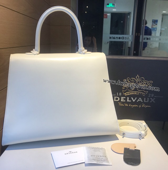 Delvaux專櫃經典款brillant手提包 德爾沃白色box皮超大號女包 bxs1069